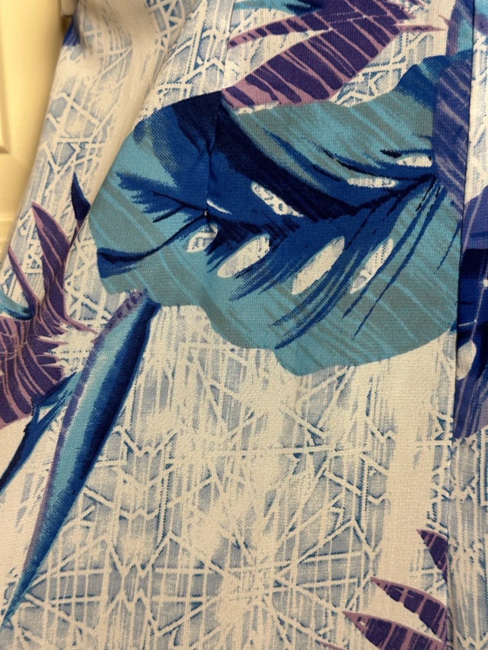 Japna Palm Floral Wide Leg Jumpsuit Vacation White Purple Blue Tie Back Small - Picture 3 of 10